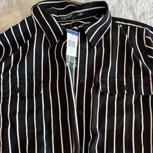 Ralph Lauren Black and White Striped Button dress